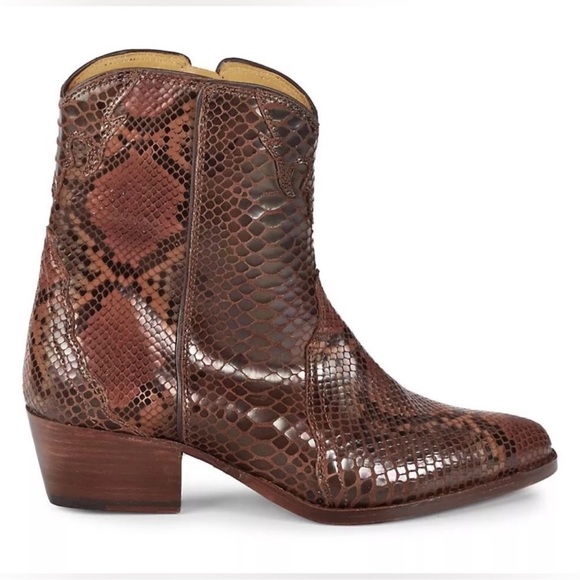 Free People New Frontier Snake Print Western Ankle Boots Size 41 - Picture 2 of 8